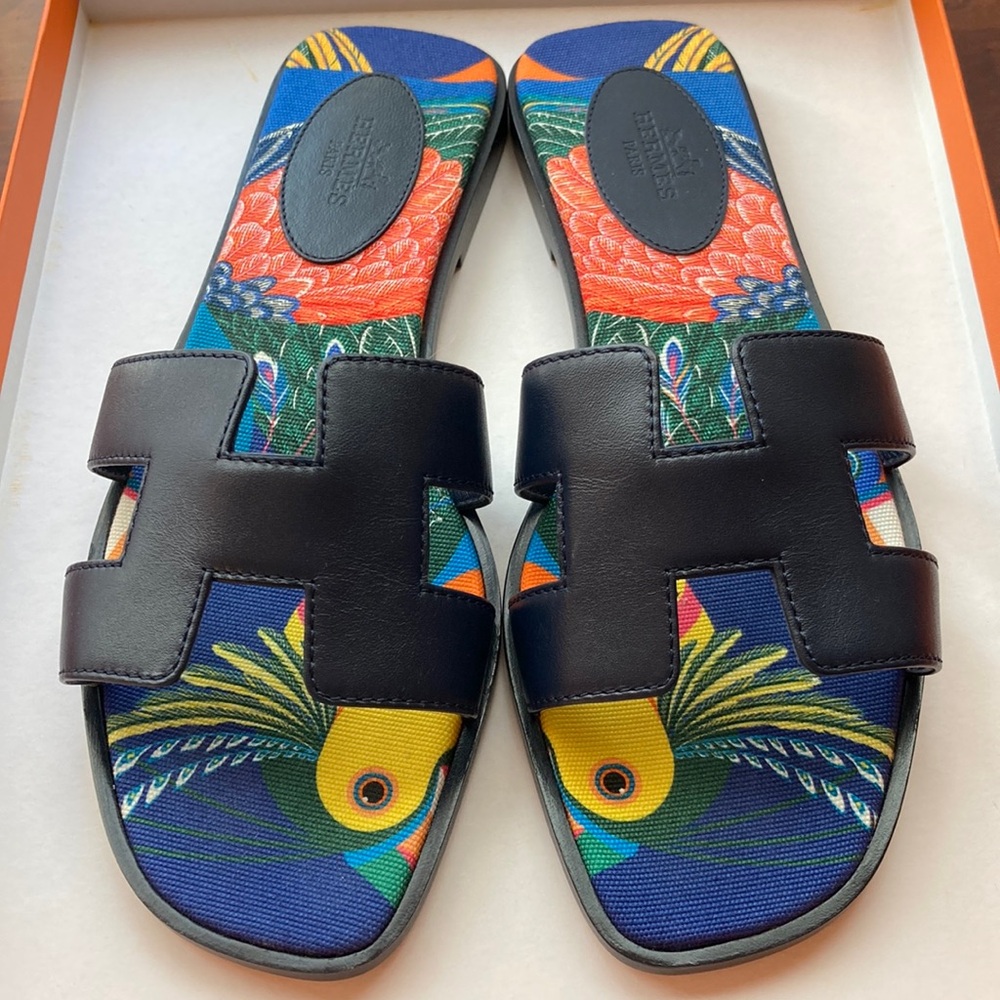 Authentic Hermes Tuscan Oran Sandals 37.5